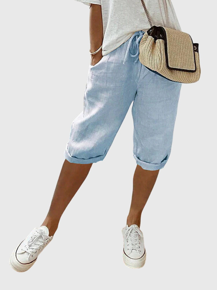 Pantalones de pierna ancha para mujer con bolsillos laterales