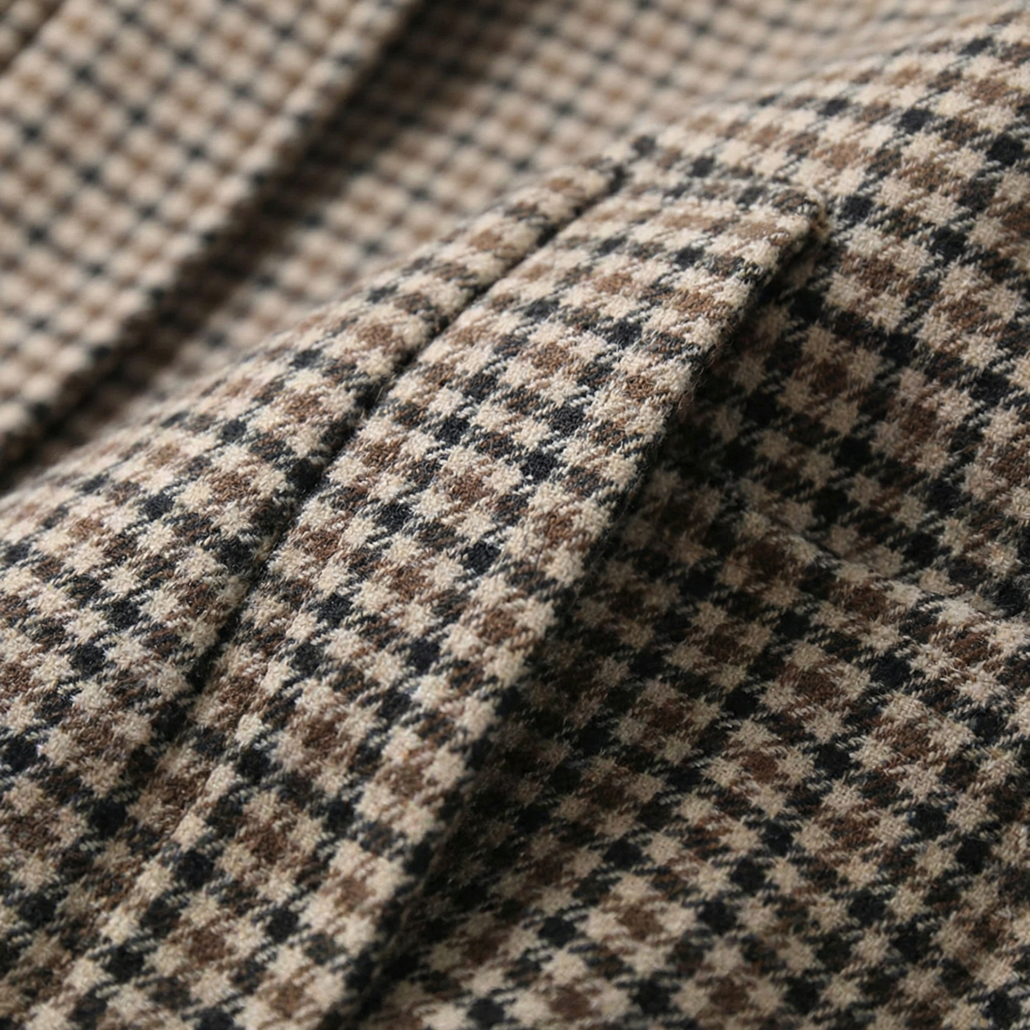 Women's Check Coat Double-Breasted Cotton-Blend Long Sleeve