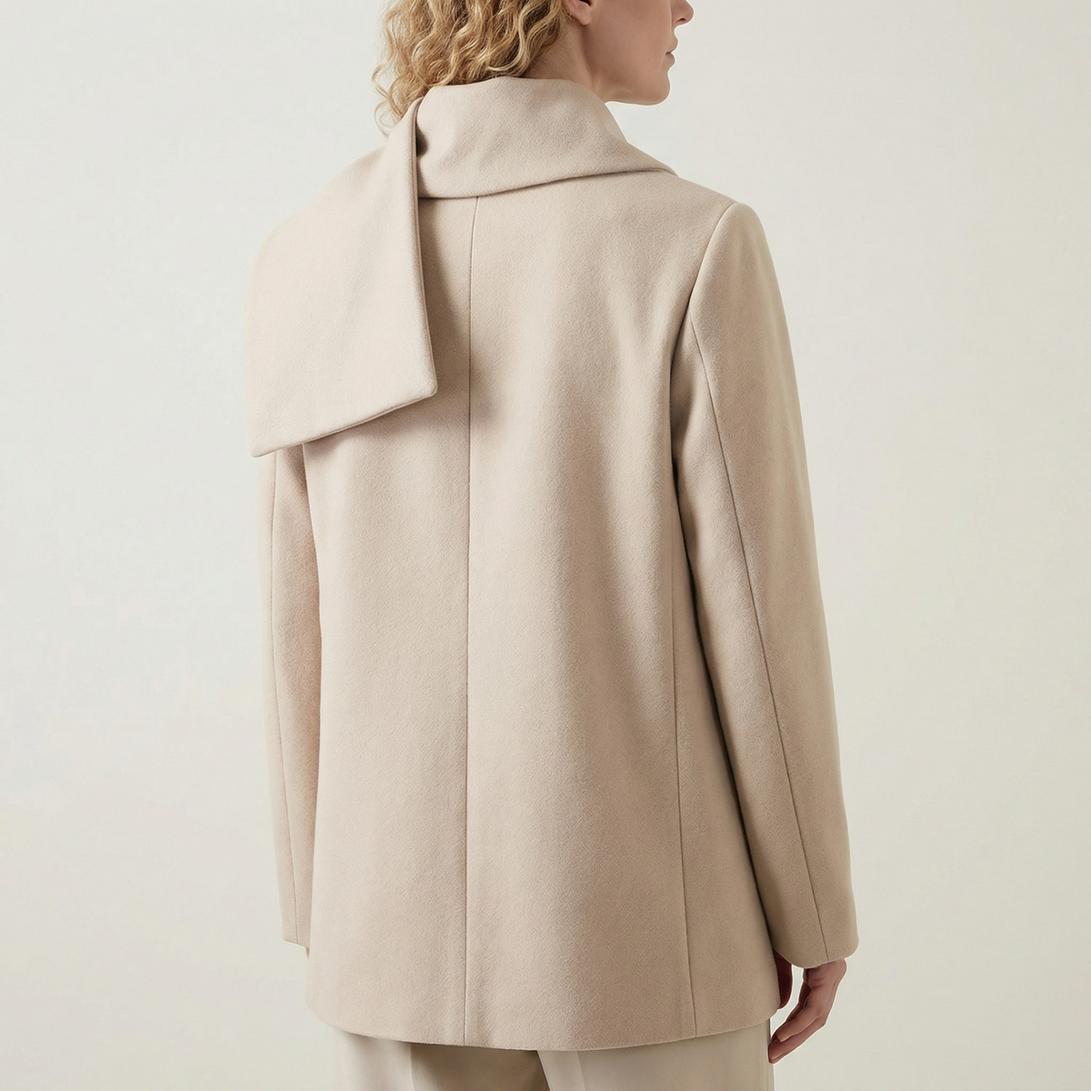 Women's Cotton-Blend Blazer Scarf Collar Loose Fit