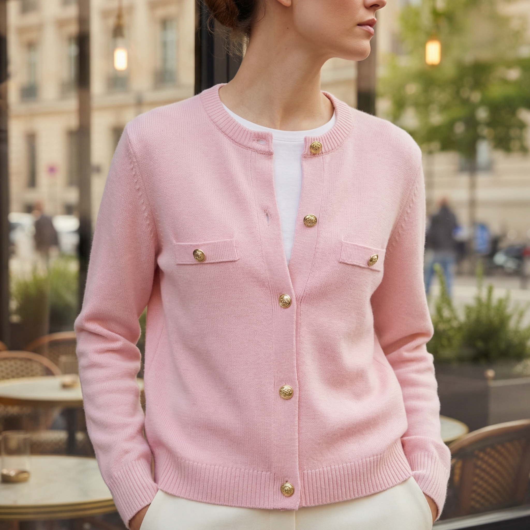 Women's Knit Sweater Buttoned Front Long Sleeve