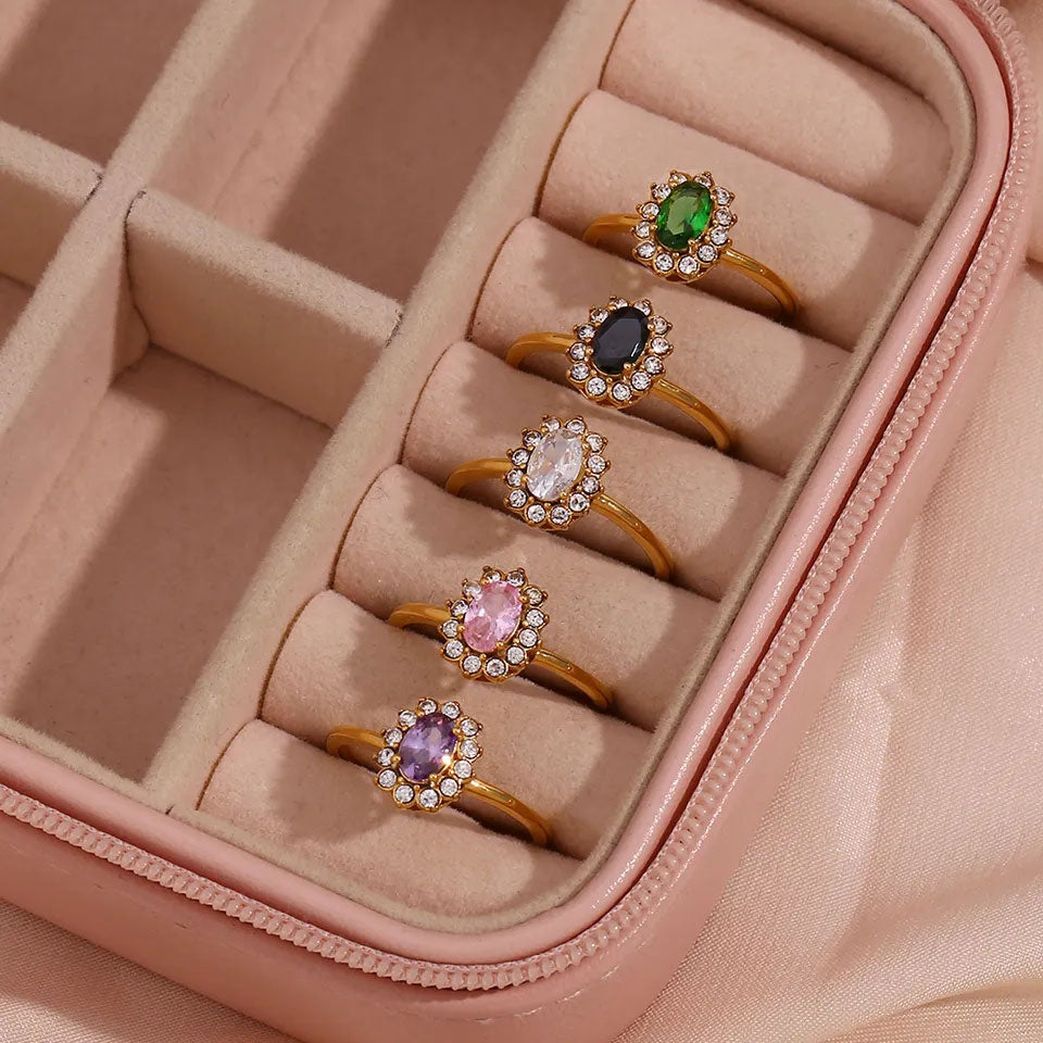 Clara | Grüner Zirkonia-Ring 18 Karat Gold