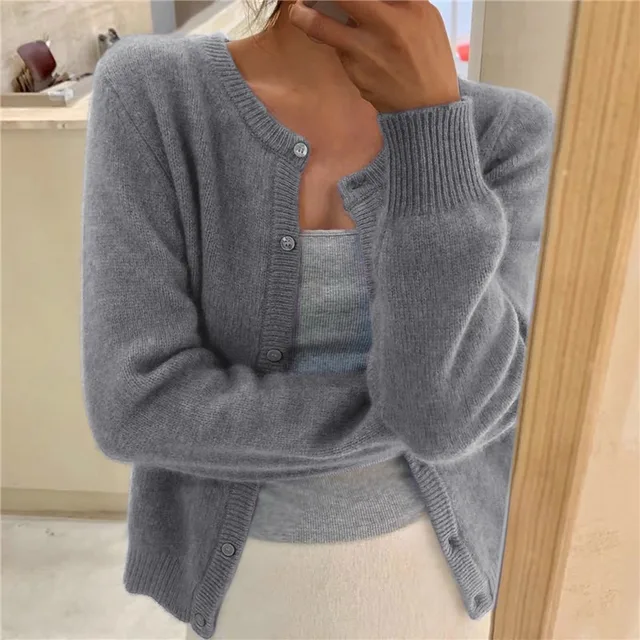 Women's Soft Knit Cardigan Wide Fit Timeless Elegant