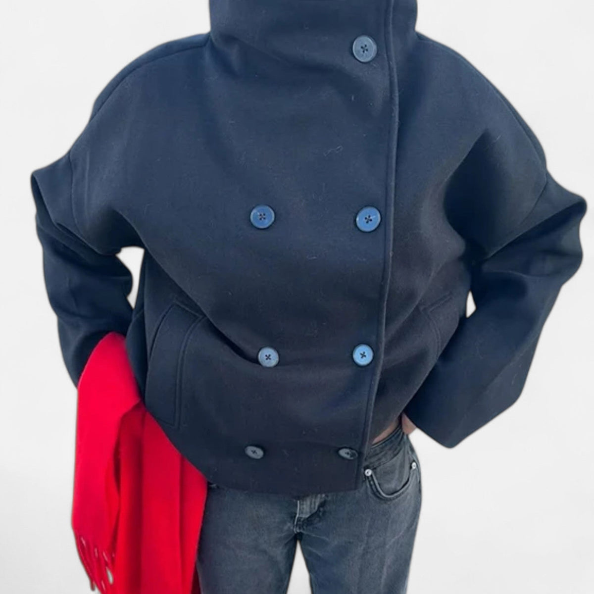 Cappotto corto da donna con collo alto
