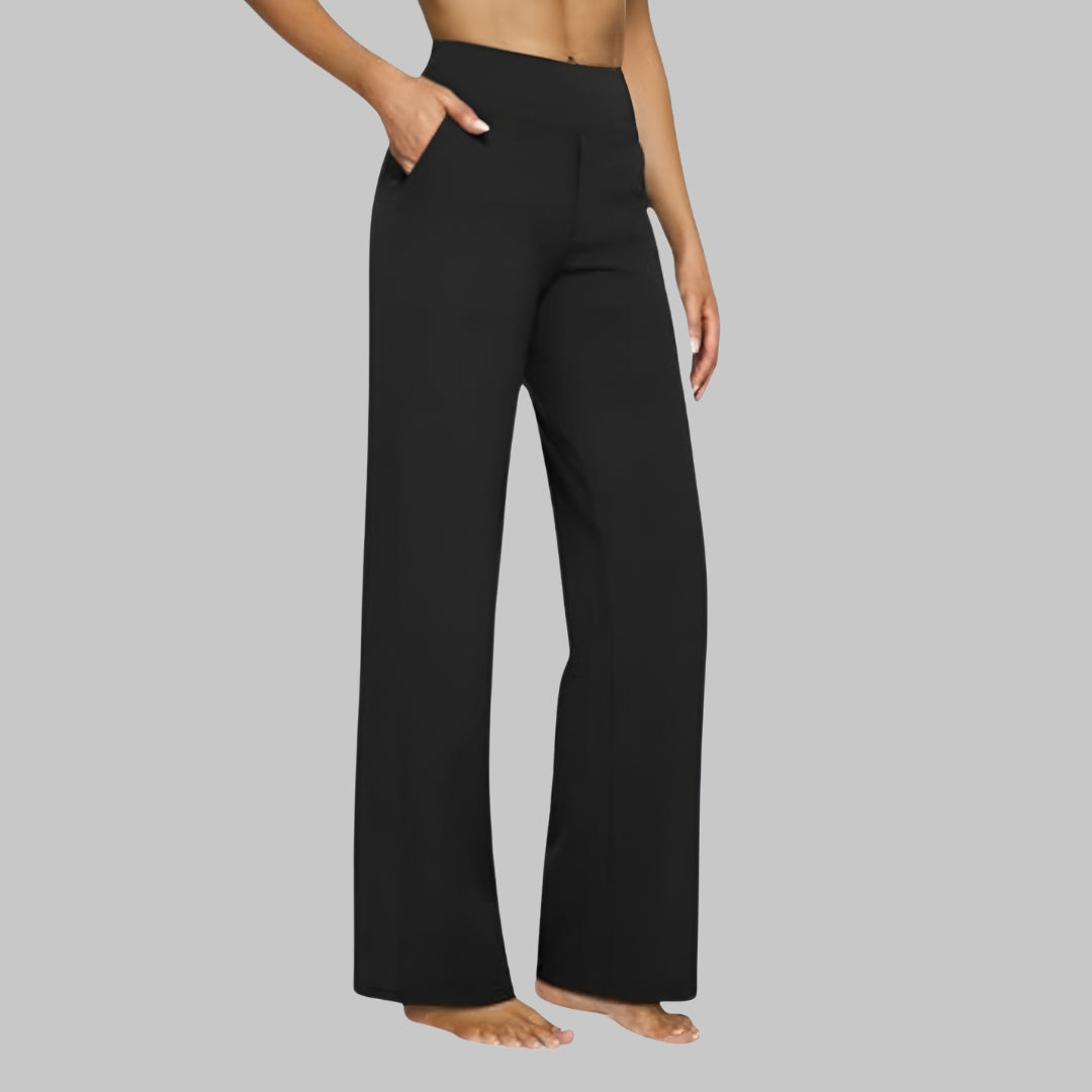 Women's Straight-Leg Trousers Soft Jersey Elastic Waist