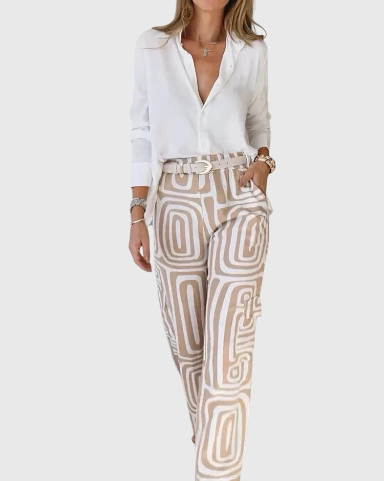 Annie | Pantalones Elegantes + Blusa y Cinturón Gratis