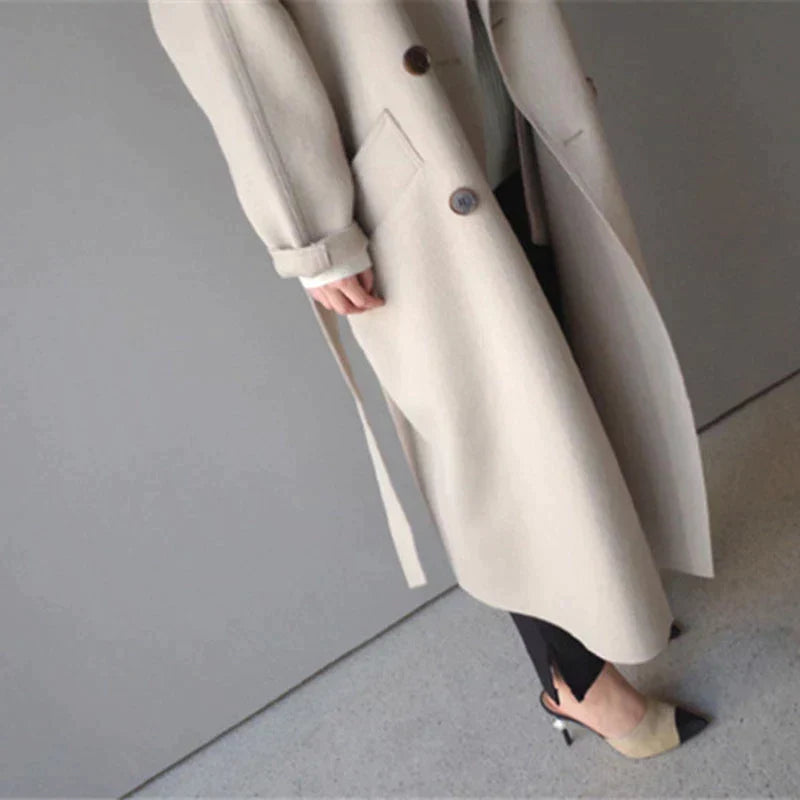 Women's Longline Wool Coat Sophisticated Warm Winter