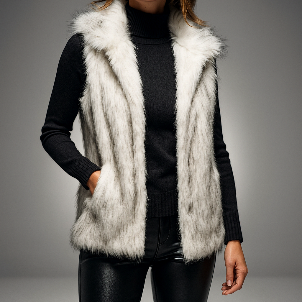 Women's Faux Fur Vest Plush Cotton-Blend Lined
