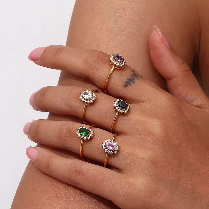 Clara | Grüner Zirkonia-Ring 18 Karat Gold