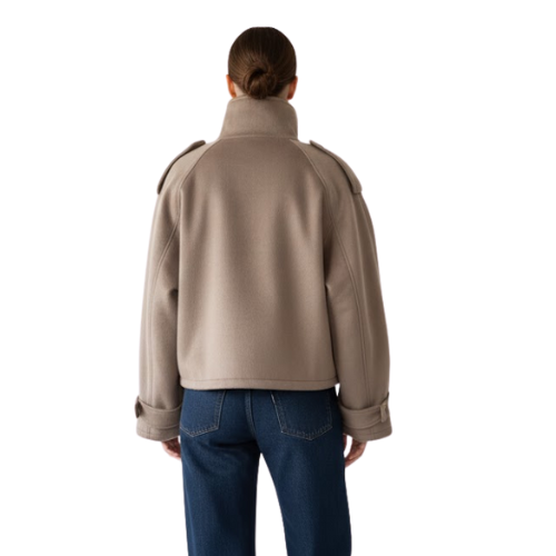 Veste élégante en laine pour femme à col montant