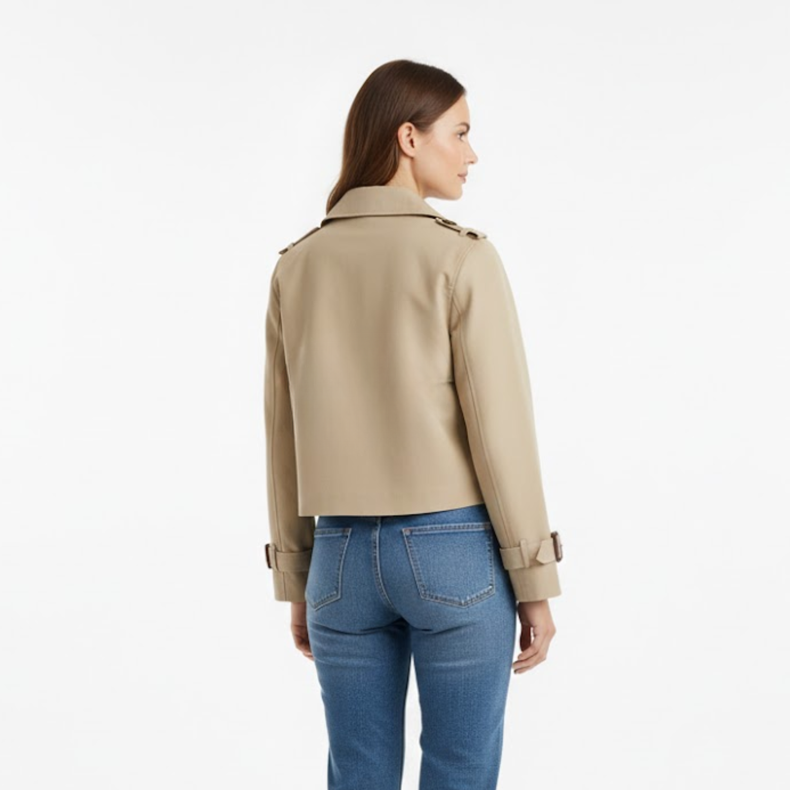 Women's Short Trench Coat Double-Breasted Notch Lapel