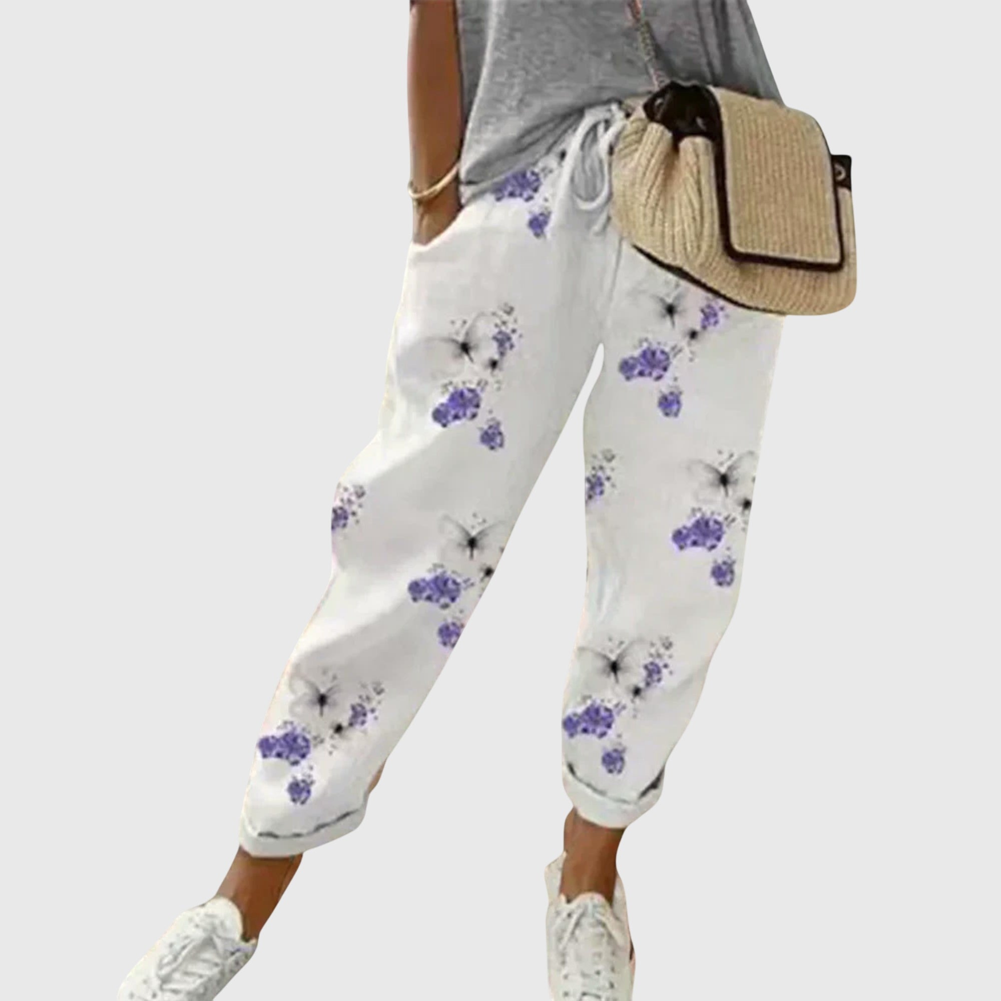 Pantalones de pierna ancha para mujer en algodón