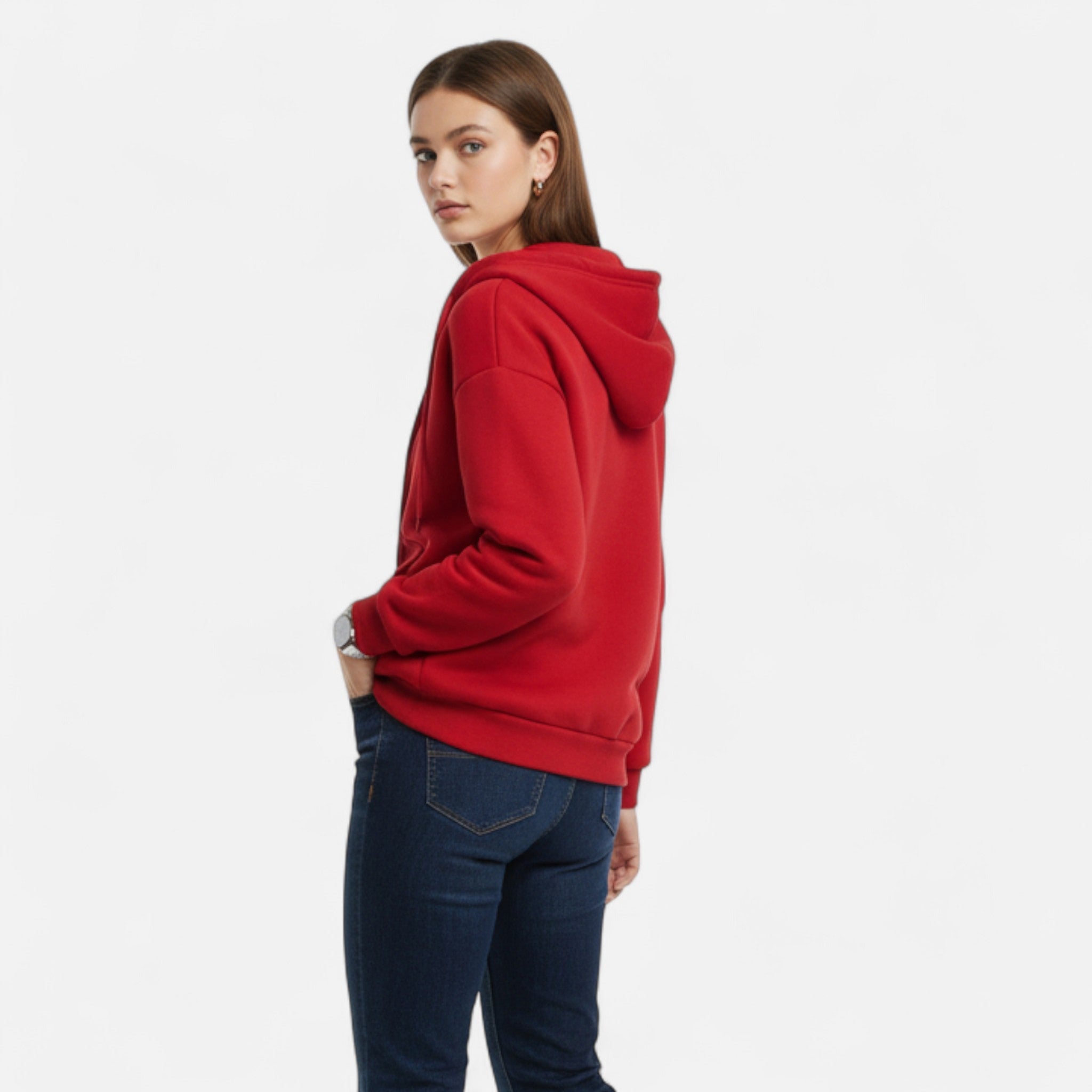 Women's Zip-Up Hoodie Contemporary Cut Drawstring Hood