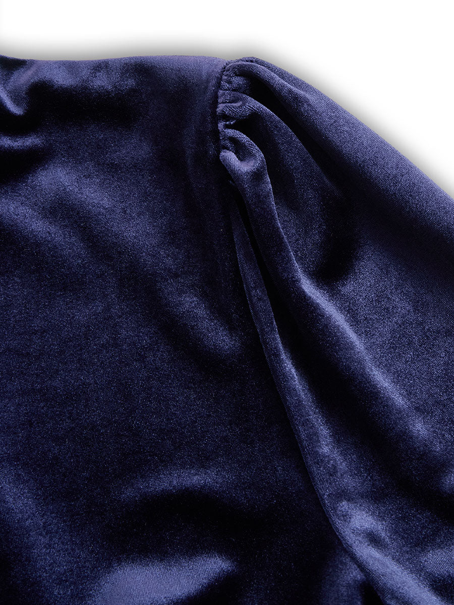 Elissa | Vestido midi de manga larga azul marino