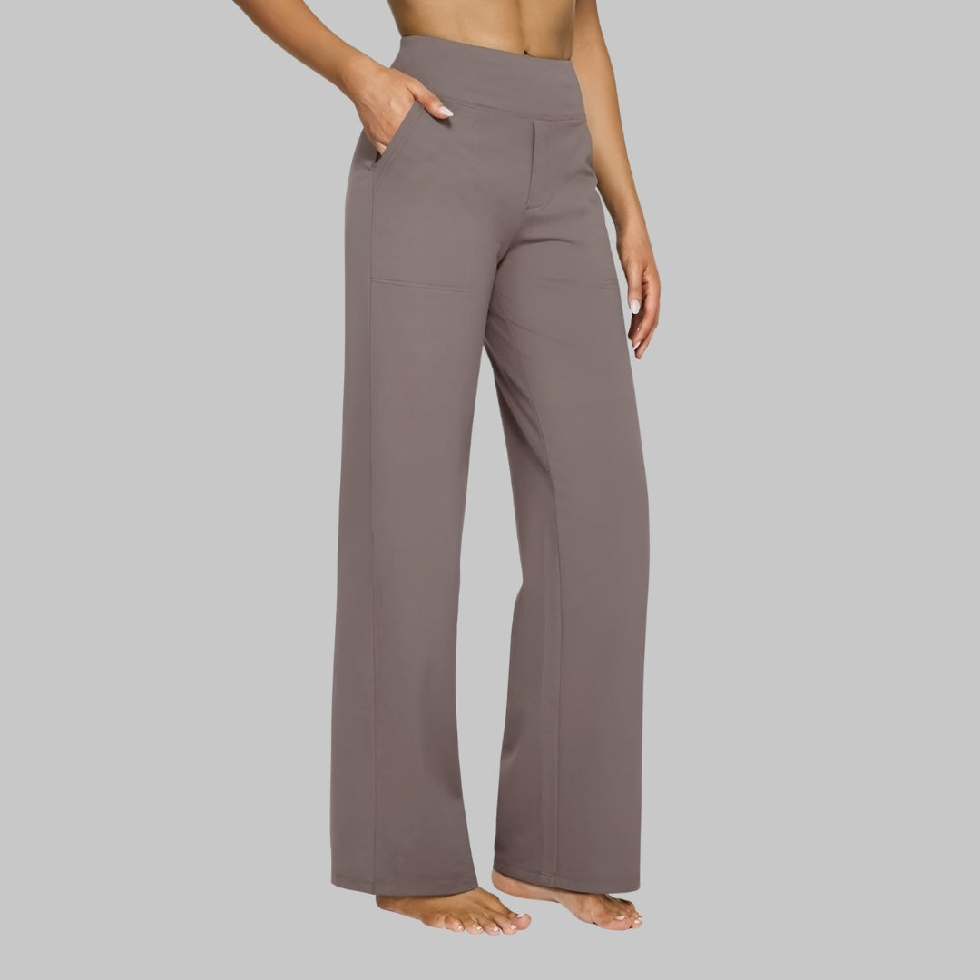 Women's Straight-Leg Trousers Soft Jersey Elastic Waist