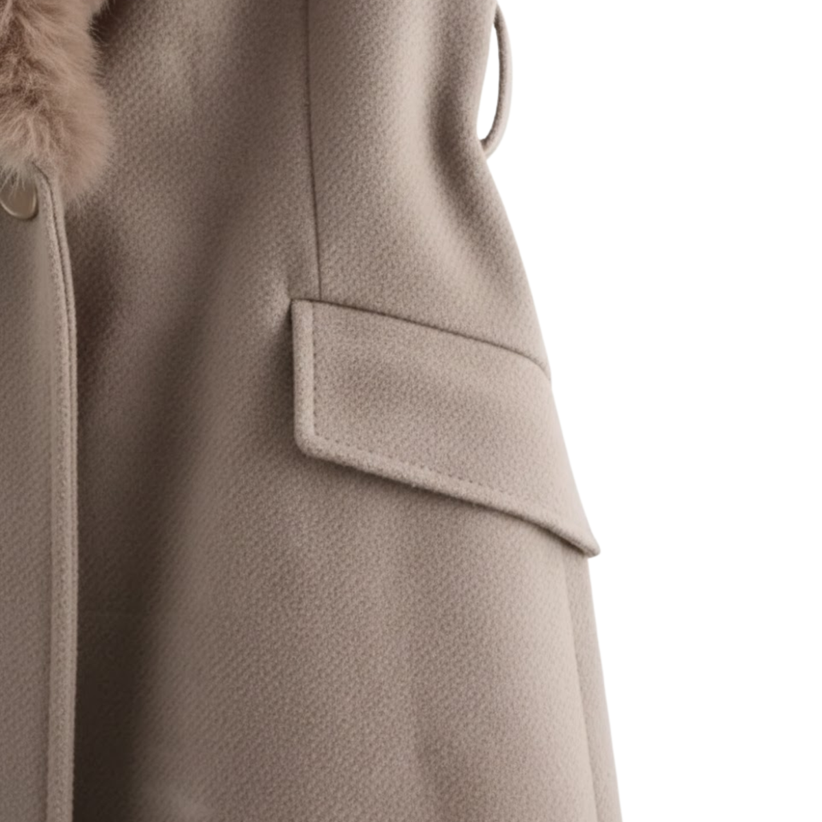 Women's Warm Belted Coat Fur Collar Flattering Winter Style