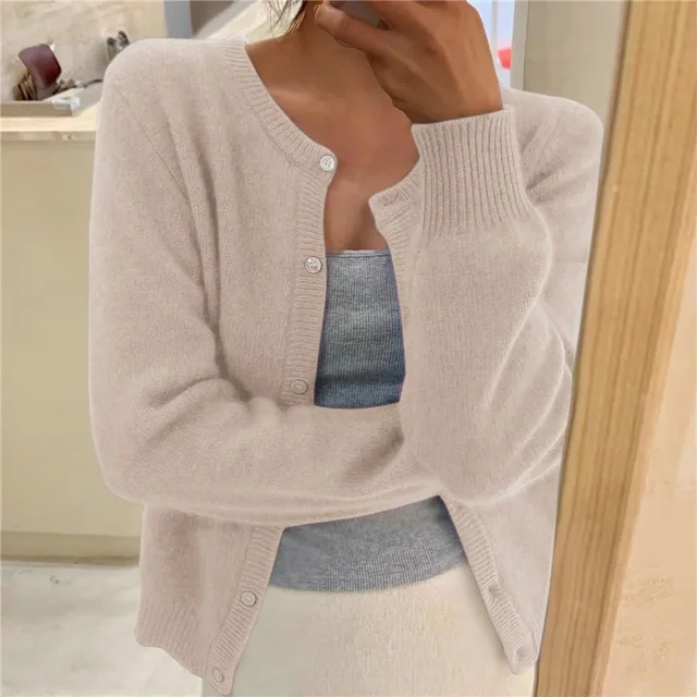 Women's Soft Knit Cardigan Wide Fit Timeless Elegant