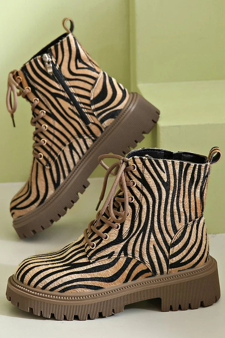 Blair | Stivali con stampa zebra e lacci