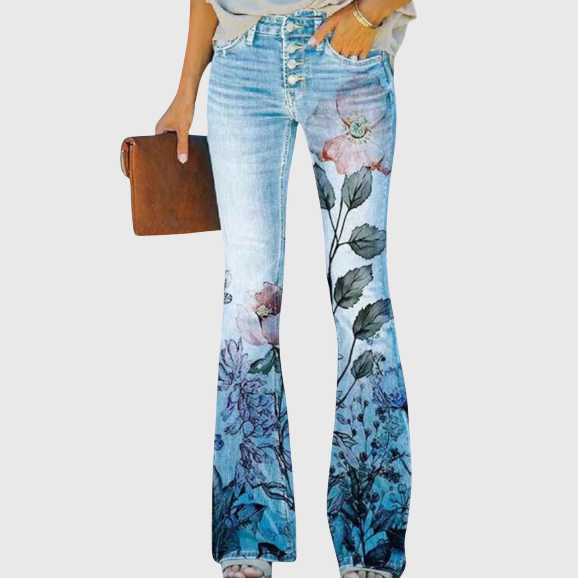Pantalones de pierna ancha para mujer con estampado floral