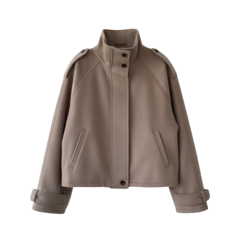 Veste élégante en laine pour femme à col montant