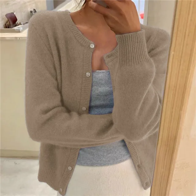 Women's Soft Knit Cardigan Wide Fit Timeless Elegant