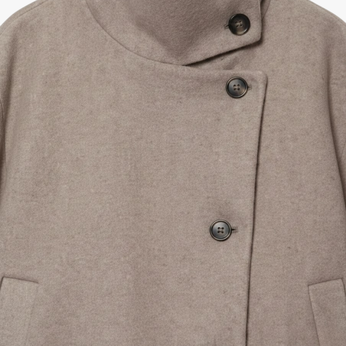 Manteau décontracté pour femme à col montant, détail boucle et manches longues