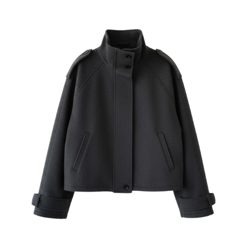Veste élégante en laine pour femme à col montant