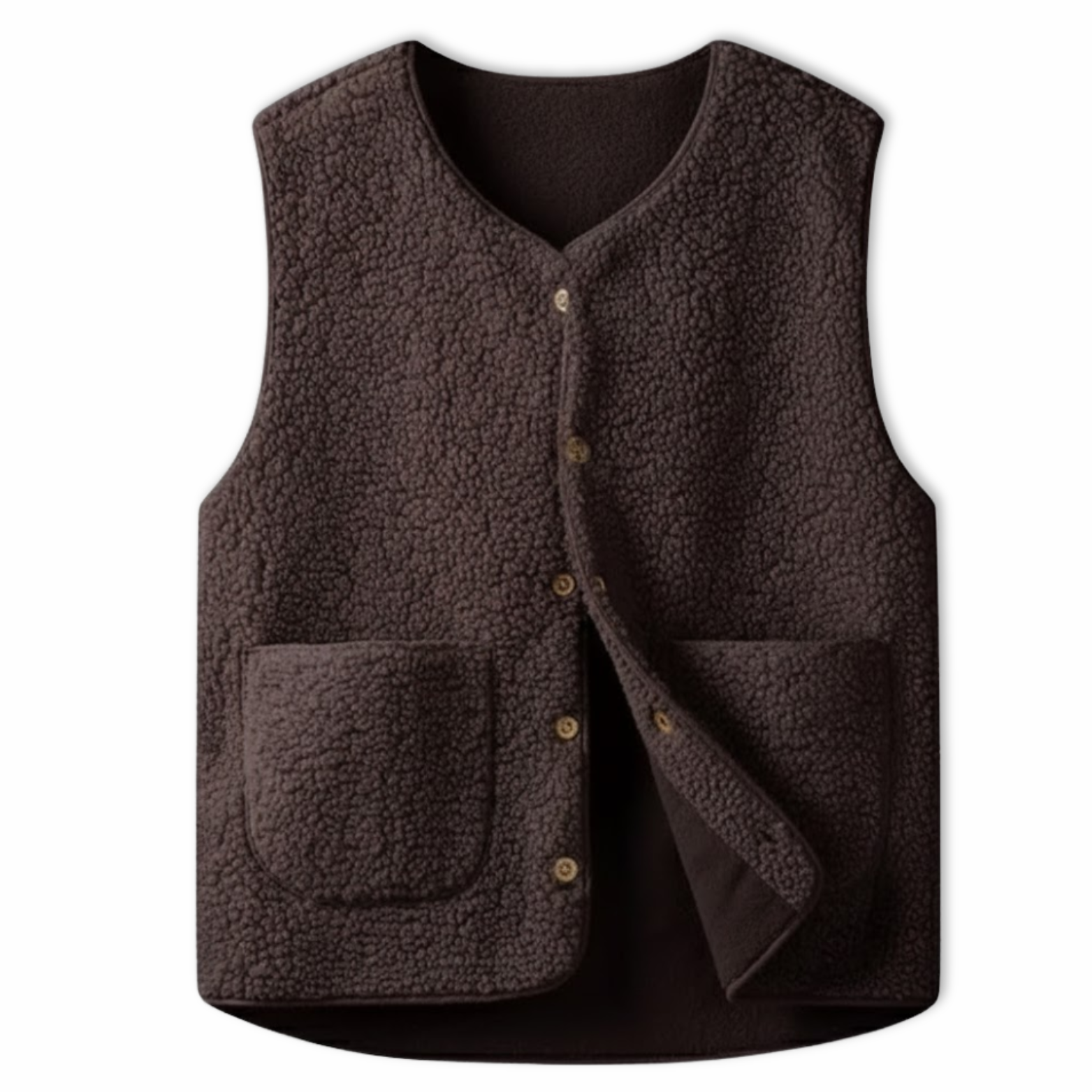 Women's Teddy Fleece Vest Sleeveless Collared Layering
