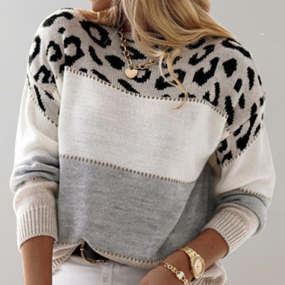 Diane | Pullover mit Leopardenmusterakzent