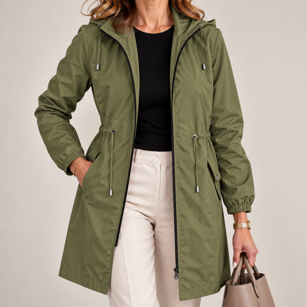 Women's Lightweight Waterproof Parka with Hood