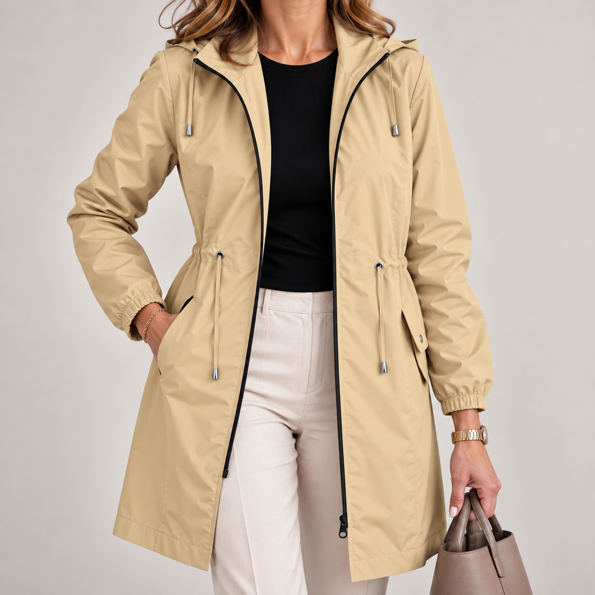 Women's Lightweight Waterproof Parka with Hood