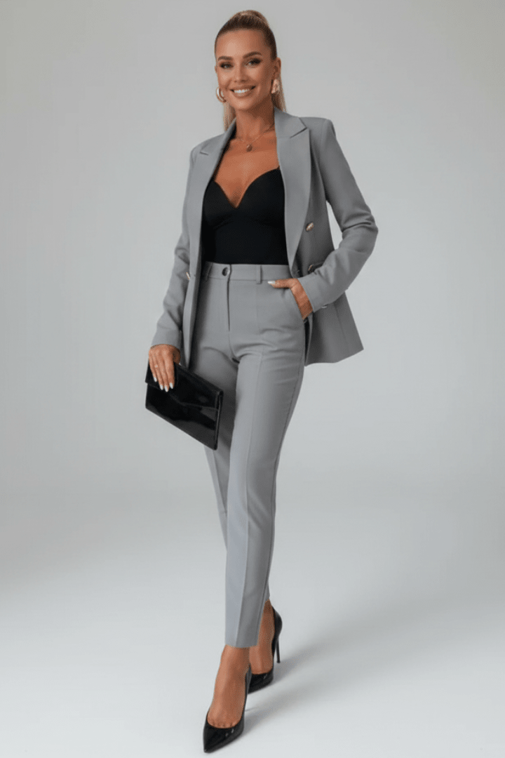 Women's Blazer and Trousers Suit Set Straight-Leg Lapel
