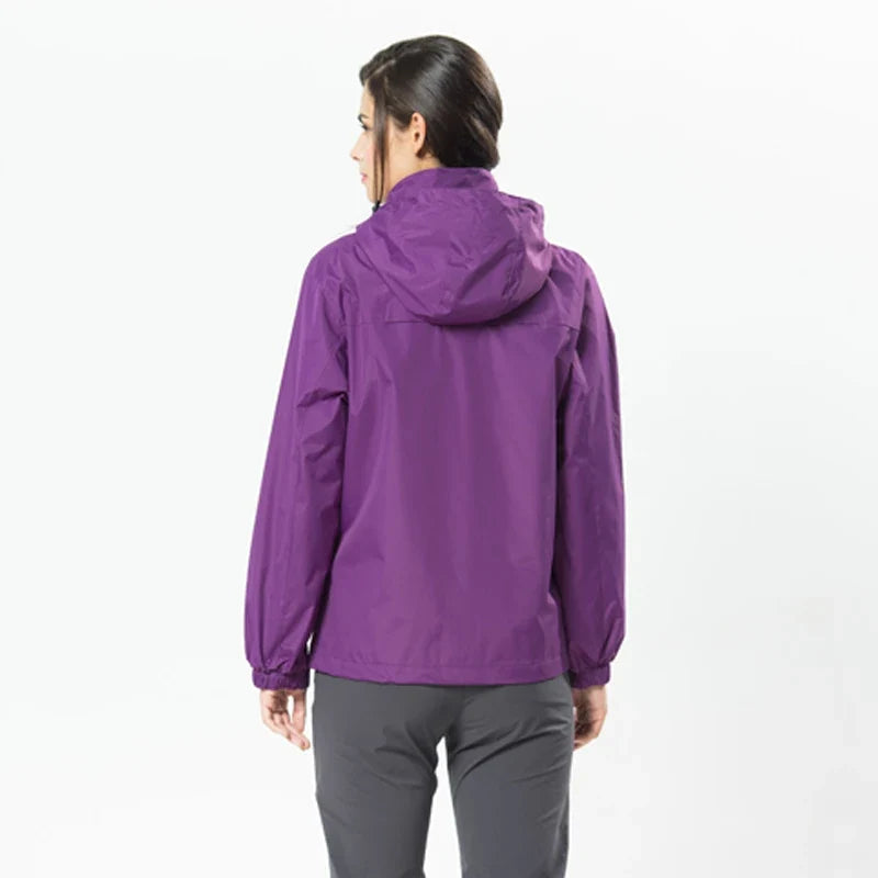 Giacca da trekking impermeabile da donna con cappuccio rimovibile