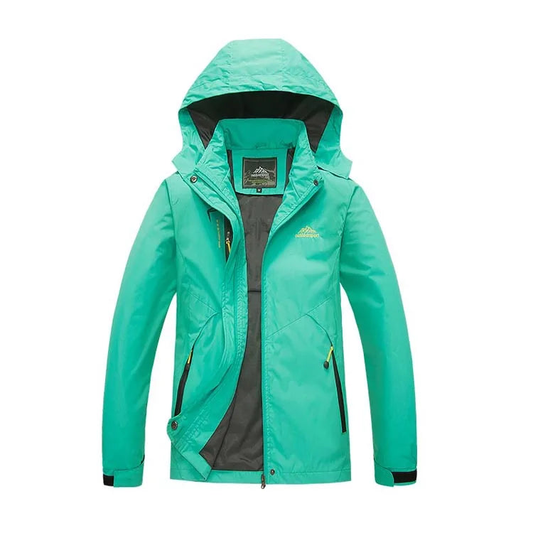 Giacca da trekking impermeabile da donna con cappuccio rimovibile