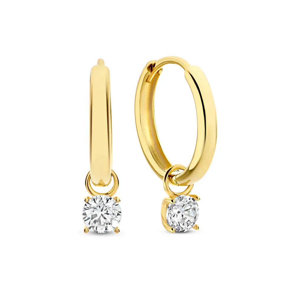 Clara | Mondstrahl-Stein-Kreolen Ohrringe 14k Gold
