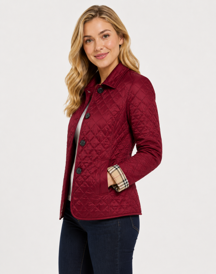 Women's Quilted Transition Jacket Elegant Button Collar