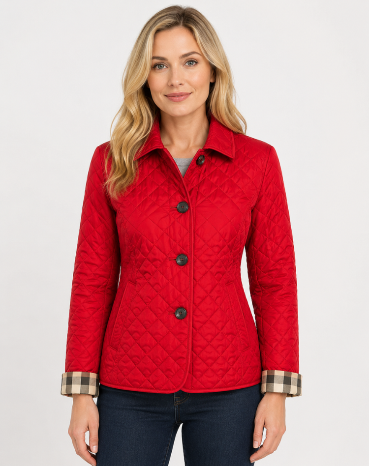 Women's Quilted Transition Jacket Elegant Button Collar