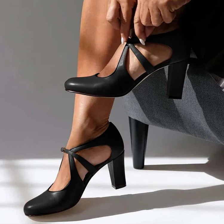 Zapatos de tacón con tiras para mujer y soporte para el tobillo