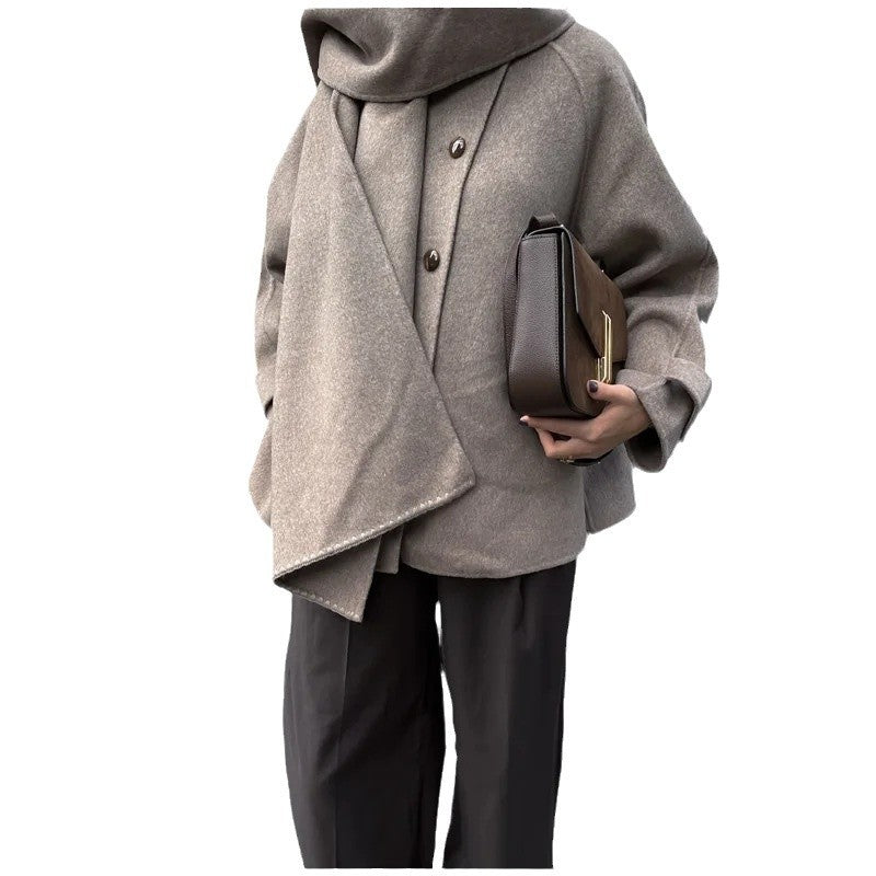 Women's Oversized Hooded Jacket with Button Front