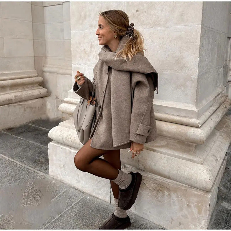 Women's Oversized Hooded Jacket with Button Front