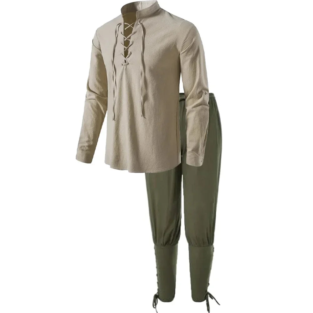 Medieval Pirate Shirt & Trousers Set Men's Halloween Cosplay