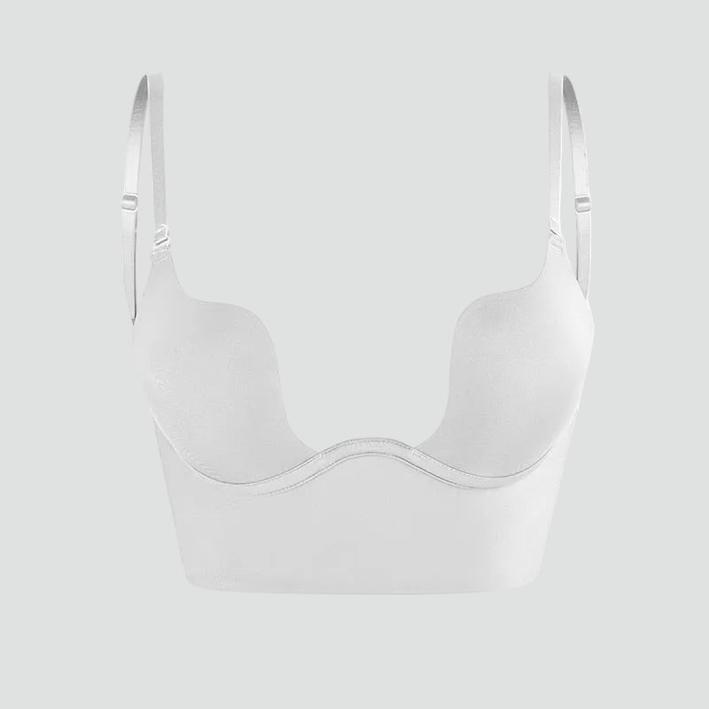 Soutien-gorge push-up adhésif sans dos pour femme, avec bretelles réglables