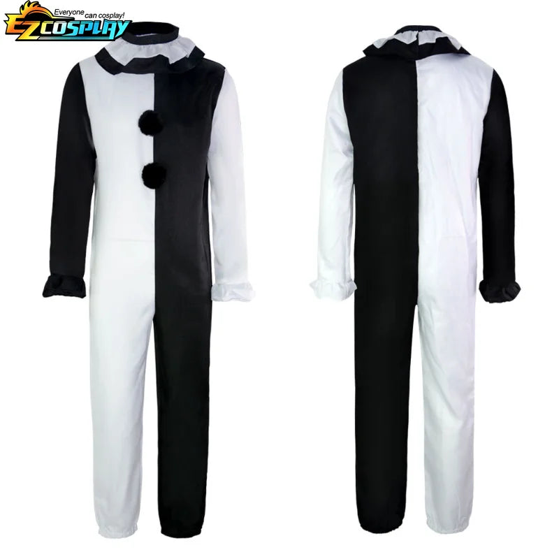 Scary Clown Costume Jumpsuit & Mask Unisex Halloween Cosplay