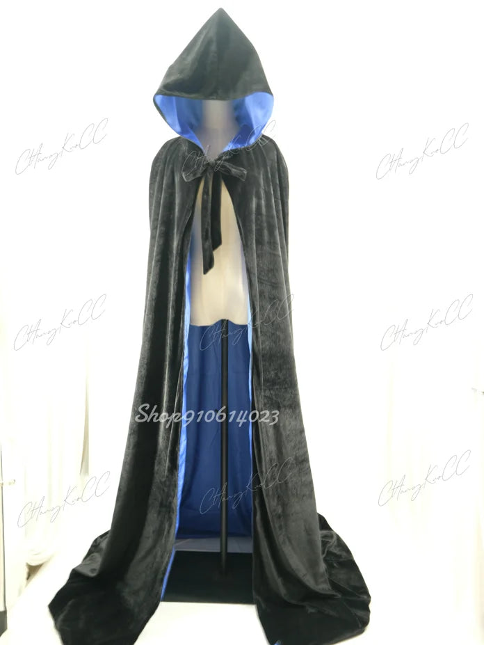 Velvet Hooded Cape Unisex Halloween Cosplay Witch Costume