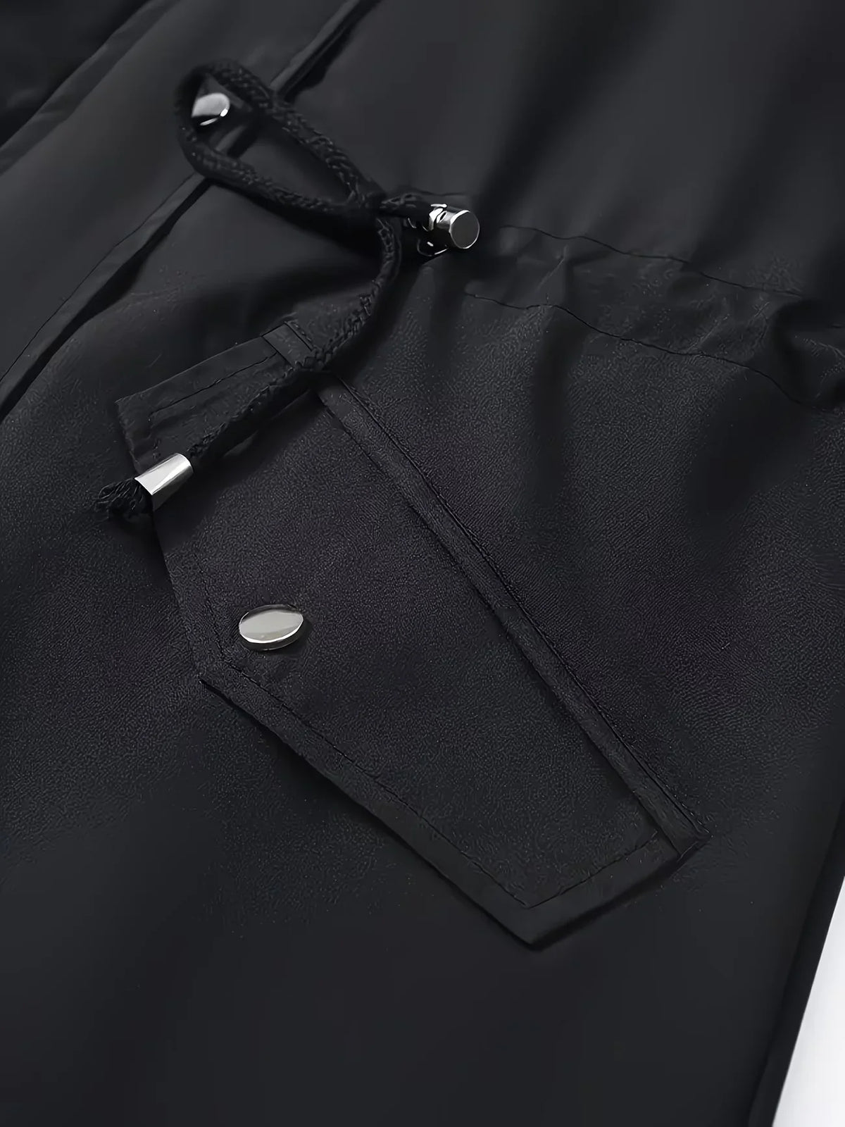 Trench con cappuccio da donna, chiusura con zip e vita regolabile con coulisse