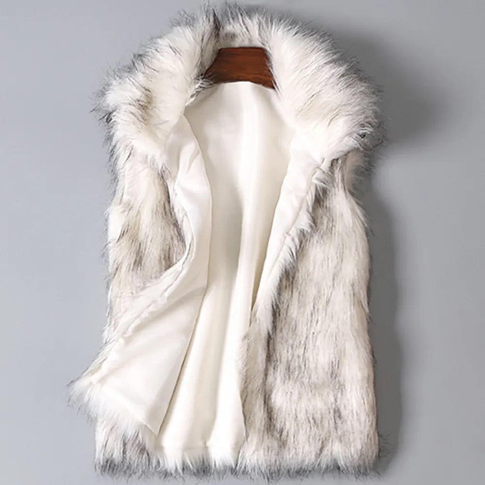 Women's Faux Fur Vest Plush Cotton-Blend Lined