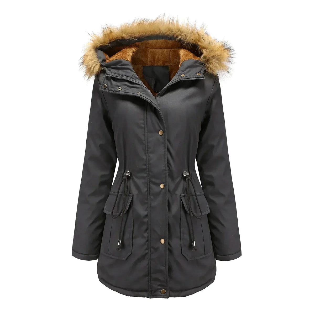 Women's Long Parka with Fur Collar