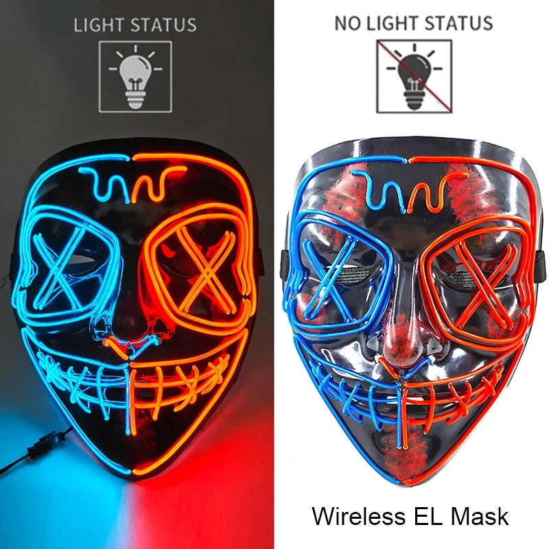 Light-Up LED Halloween Mask Unisex Cosplay Costume Party