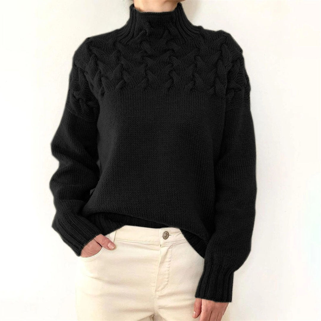 Maglione oversize da donna a collo alto lavorato a maglia