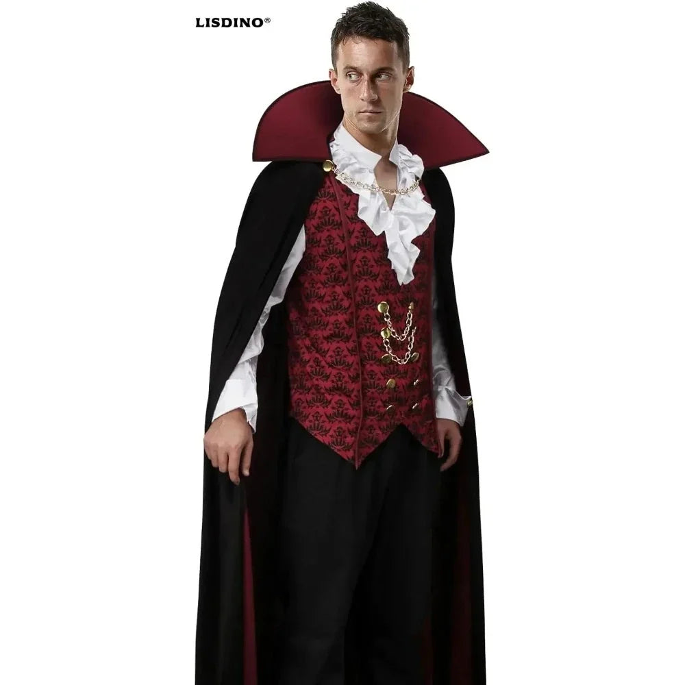 Gothic Vampire Costume Set Men's Halloween Cosplay Cape & Shirt