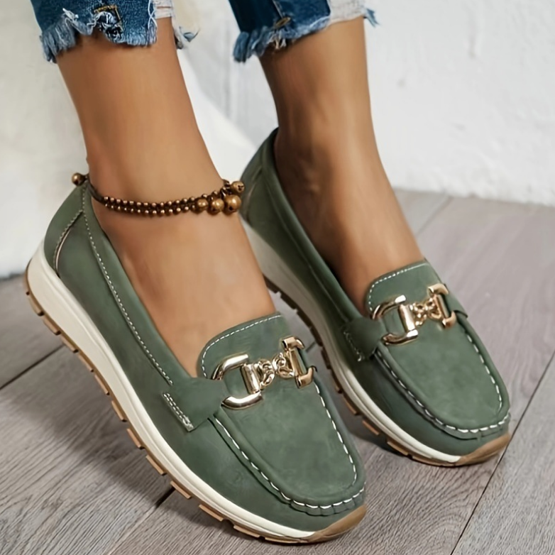 Eloise - Mocassins verts à boucle